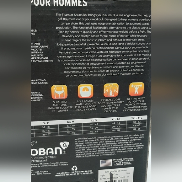 SAUNAFX Men’s Black Neoprene Sauna Vest Lose Water Weight Workout Size M - Picture 4 of 5